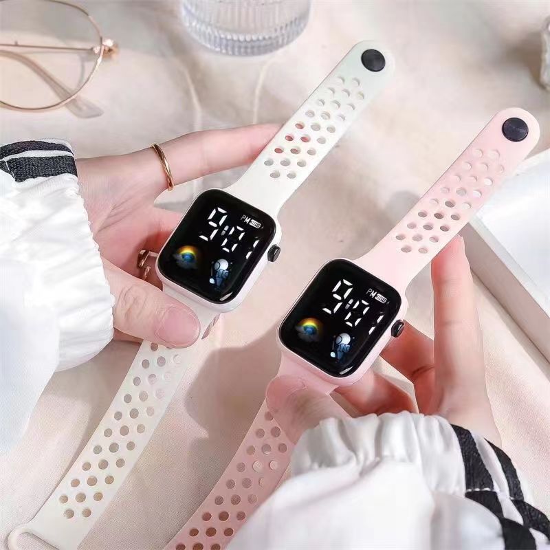 New LED electronic watch C1-7 rainbow spaceman Square  Sport Student children LED electronic watch_voghion.com