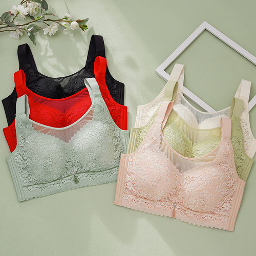 822#Big Breasts Look Small CD Tong Cup~ Spring and Summer New Style No Steel Ring Bandeau Style Sexy Large Size Bra Red