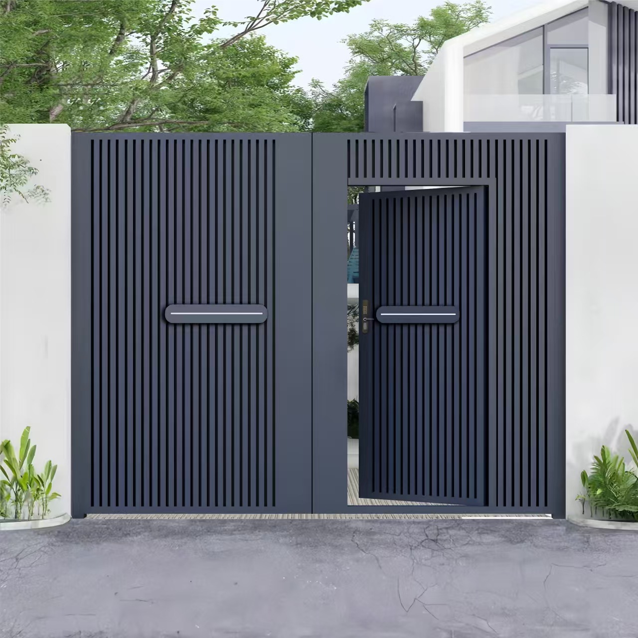 铝合金庭院门别墅花园入户门农村自建房小院子门户外铝艺双开大门