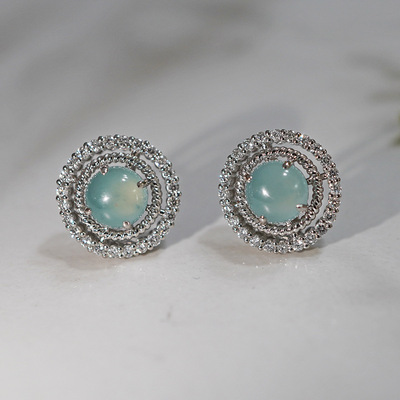 PT950 Platinum Cultivation Full bore Emerald Ear Studs