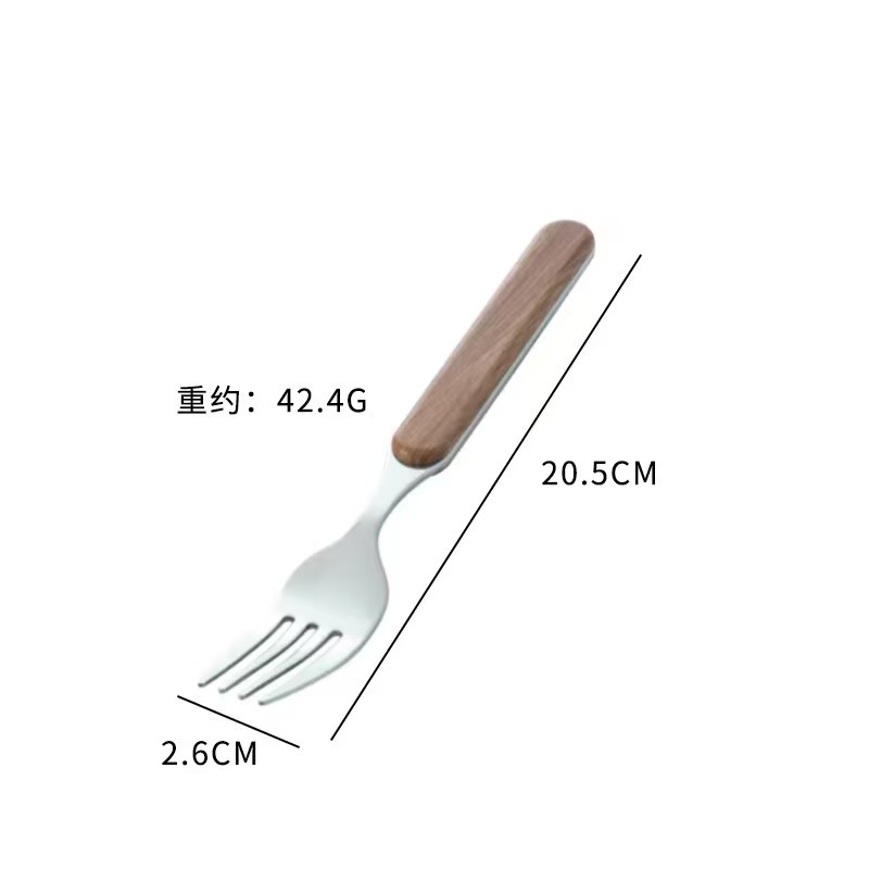 304 ステンレス鋼のナイフ、フォーク、スプーン北欧模造木製ハンドル食器レトロ日本と韓国スタイルのステーキ洋食デザートギフトセット|undefined