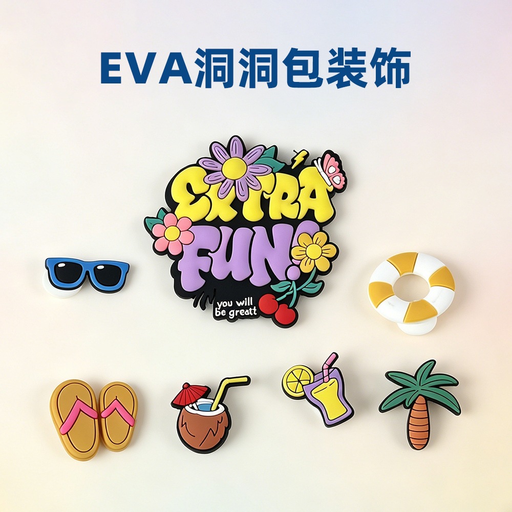 Must-Have Eva Beach Accessories for Summer, New European and American Style Hot-Selling Clog Shoe Decorations, Drip Plastic Accessories