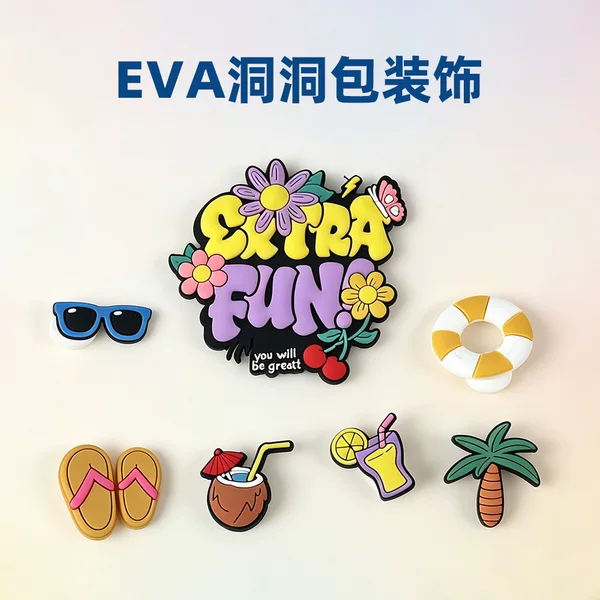 Must-Have Eva Beach Accessories for Summer, New European and American Style Hot-Selling Clog Shoe Decorations, Drip Plastic Accessories