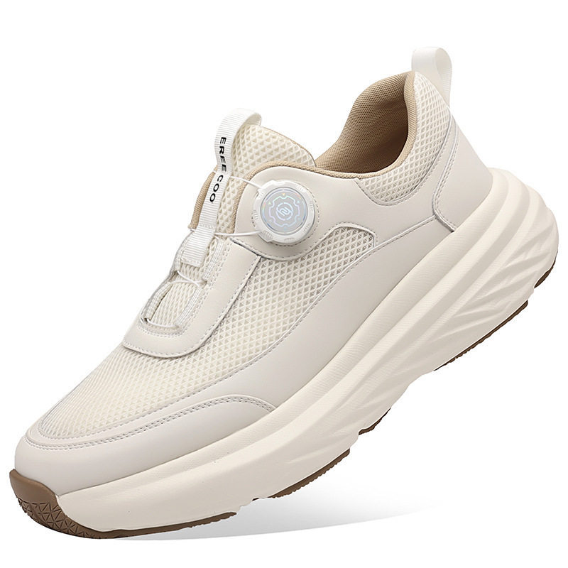 Giày thể thao nam sneaker đế dày thoáng khí mặt lưới mũi tròn — Màu trắng, màu đen