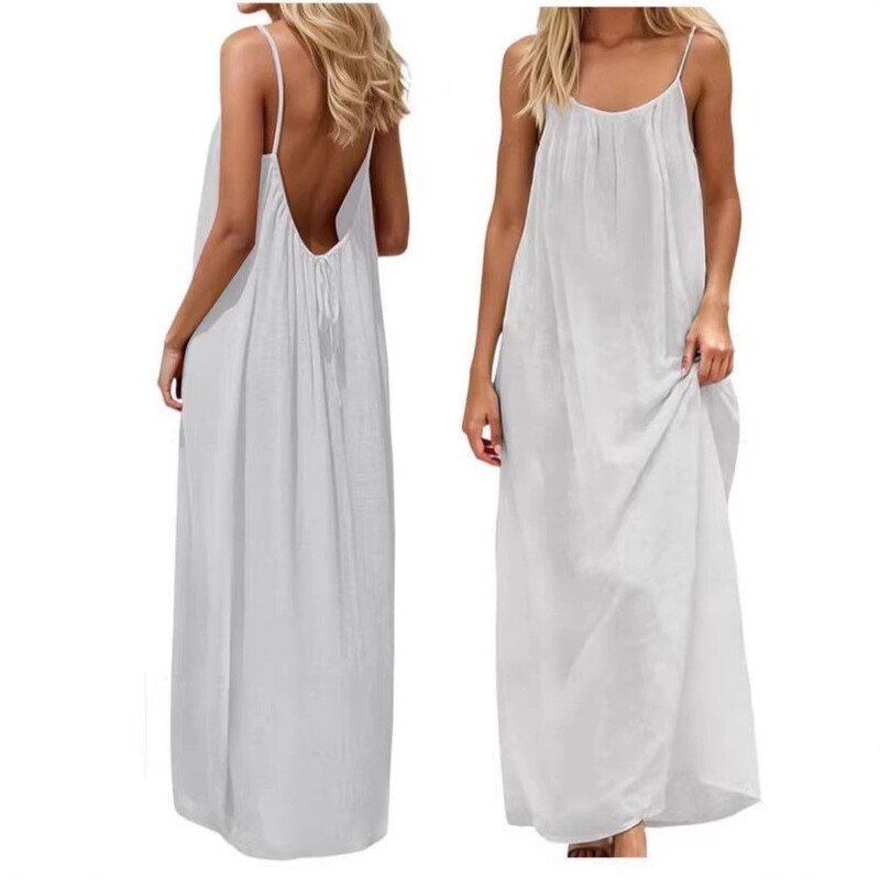 2026 Cross-Border Amazon Aliexpress New Women's Suspender Coat Backless Loose Loungewear Dress 2026 Cross-Border Amazon Aliexpress New Women's Suspender Coat Backless Loose Loungewear Dress