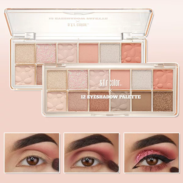 12-color eyeshadow palette, cross-border bestseller, matte and pearlescent eyeshadow, multi-color, fine powder, suitable for daily commuting, wholesale cosmetics