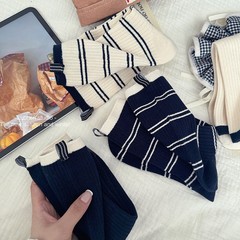 Knit Child Mid-Calf Socks with Heel Tab, Ins Trendy Korean Version Striped Color Block Versatile Academic Style Bump Socks