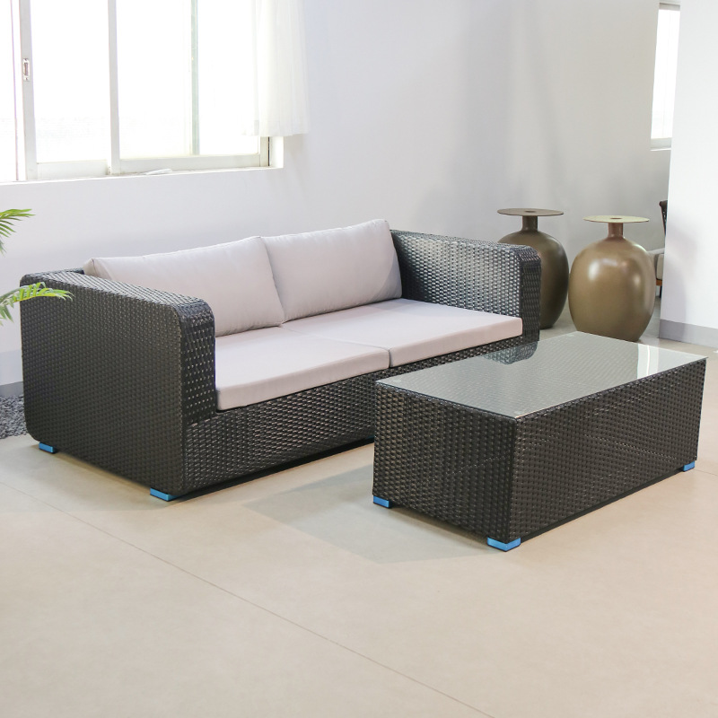 Ocio al aire libre sofá de caña mesa de té combinación villa jardín balcón al aire libre impermeable solar patio muebles residenciales