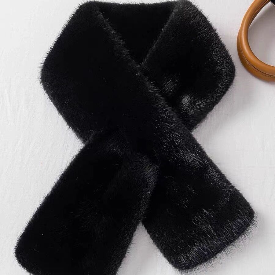 Bufanda de Peluche de Piel Sintética Doble Cara Térmica para Invierno