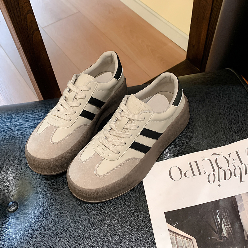 Genuine Leather German Training Shoes for Women with Hidden Height Increase, 2026 Spring Casual Sneakers, Sports White Shoes, Women's Casual Shoes