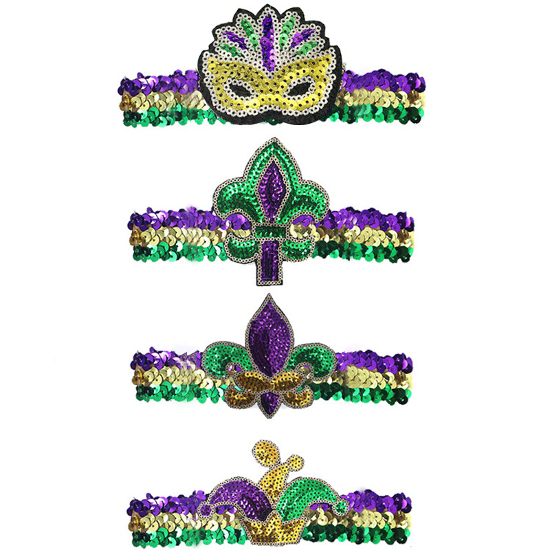 Halloween festa in maschera carnevale Mardi Gras bracciale con paillettes moda tre colori mascherata_voghion.com