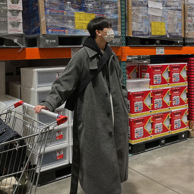 ASCLO Otoño e Invierno engrosada abrigo de lana estilo Coreano versátil de moda nueva cazadora suelta perezoso abrigo de lana de los hombres