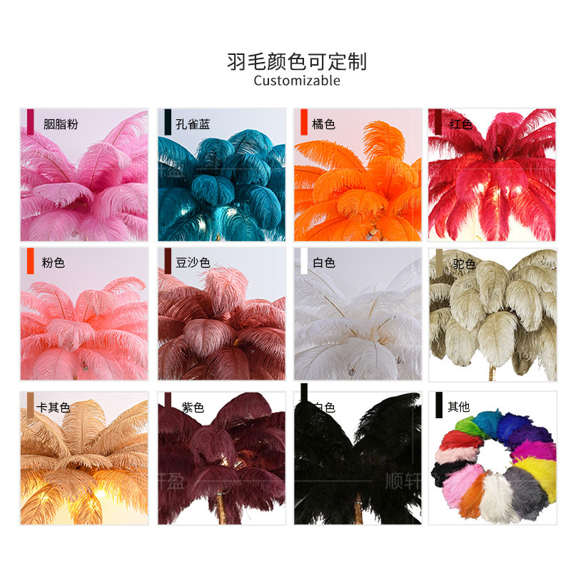 En stock pluma lámpara de pie avestruz pluma resina salón dormitorio lámpara de noche ins Estilo nórdico lámpara de pie