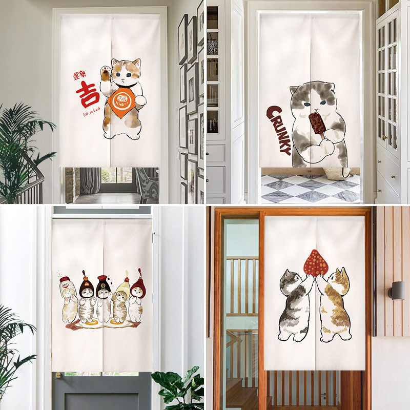 Cartoon door curtain partition curtain winter warm windproof household curtain kitchen covering punch-free hallway toilet cloth curtain