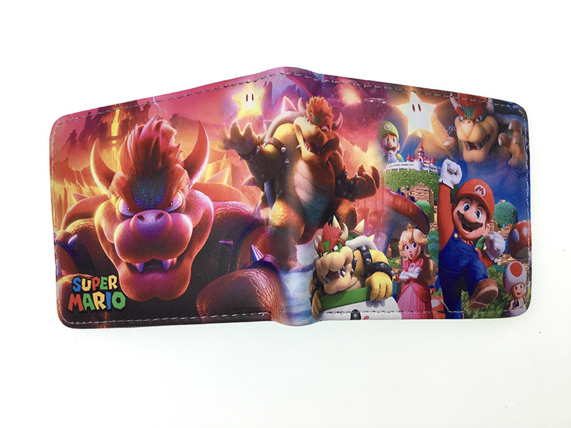 Nuevo Super Mary cartera corta Super Mario estudiante unisex pu cuero Snap cartera