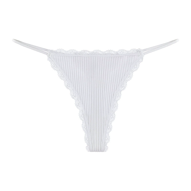 Women’s cotton thong, breathable thin‑strap underwear with lace, sexy comfortable, sizes S–XL