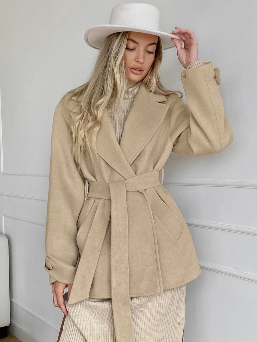 Retro Khaki Suit Collar Trench Coat 4