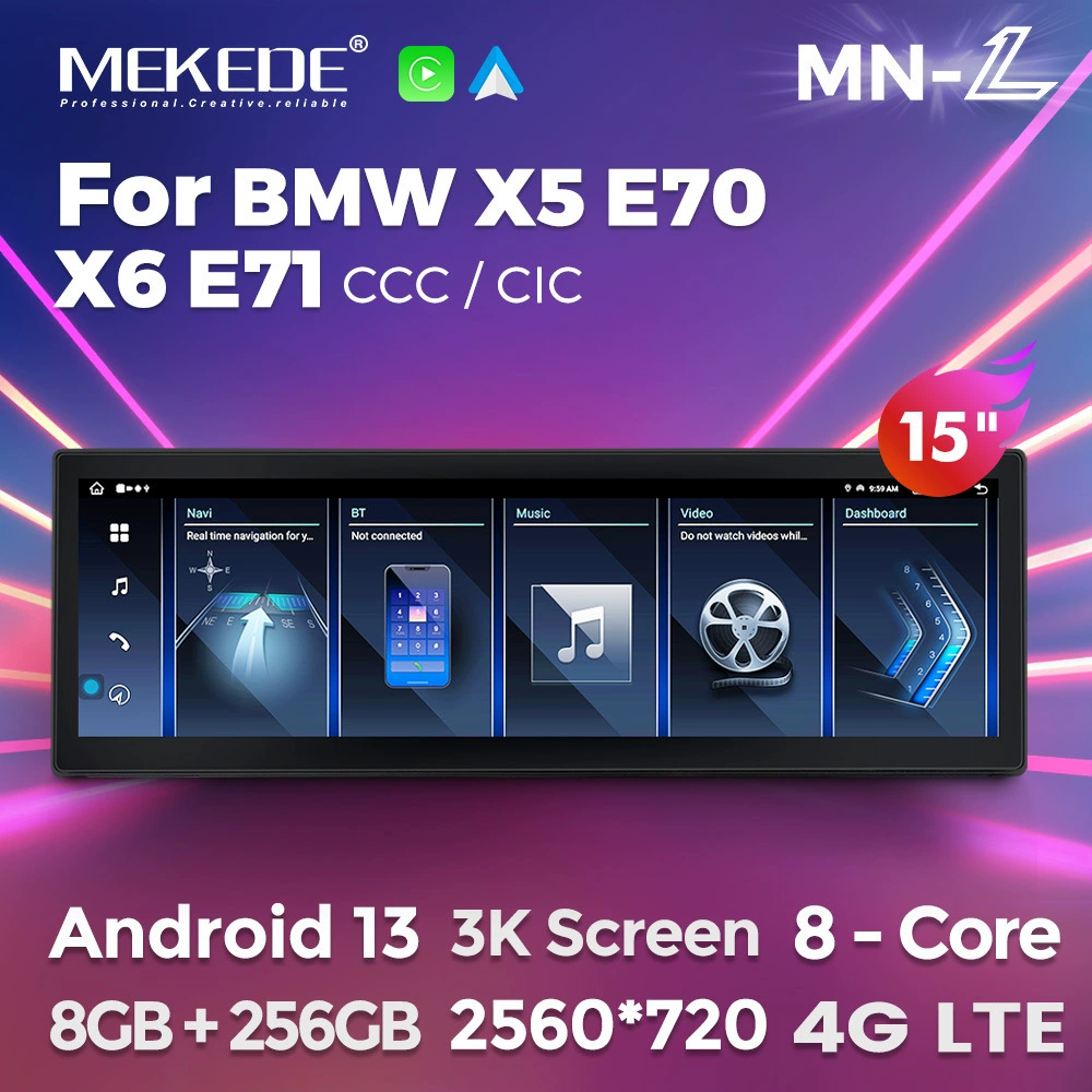 Подходит для BMW X5 E70 X6 E71 до смены Android большого экрана автомобиля Bluetooth CarPlay навигационный 15-дюймовый 3K экран
