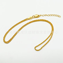 金色麻花擰繩純銀項鏈高級設計感簡約疊戴吊墜甜酷風素鏈百搭飾品