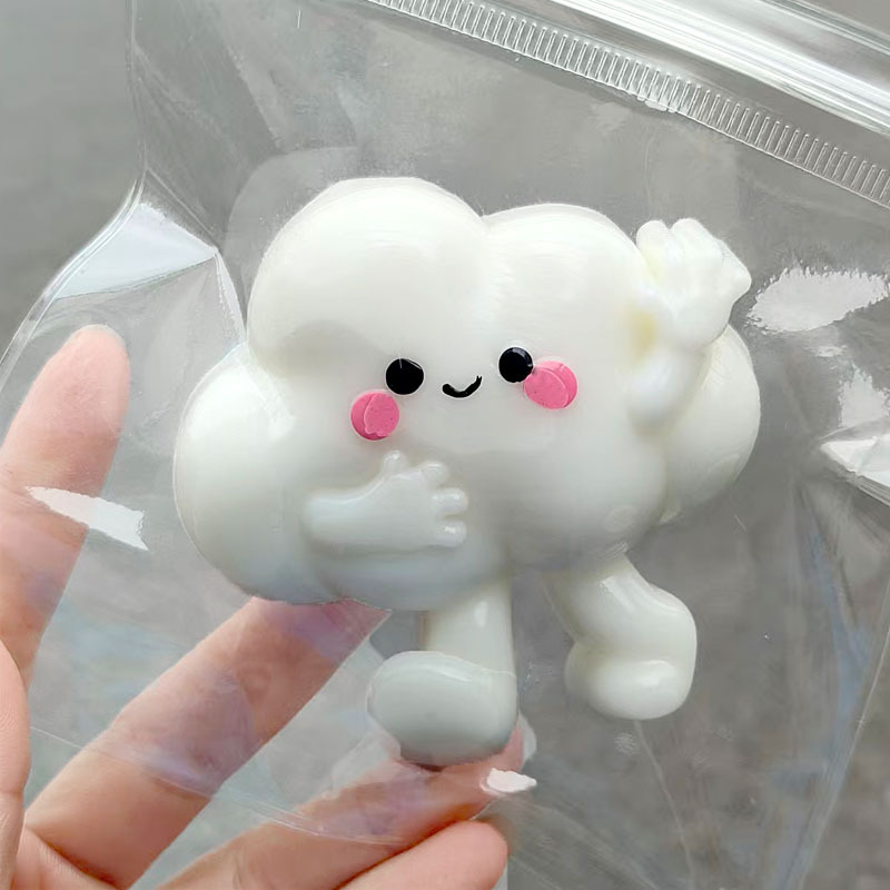 Cartoon marshmallow nube pellizco rojo en línea cremoso brillante cara nube suave amorosa creativa pellizco música de pellizco