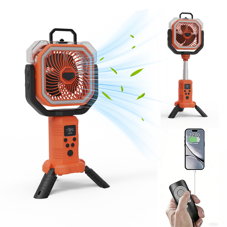 Ventilador de Camping Retráctil con Spray Inalámbrico con Pantalla Digital para Aire Libre