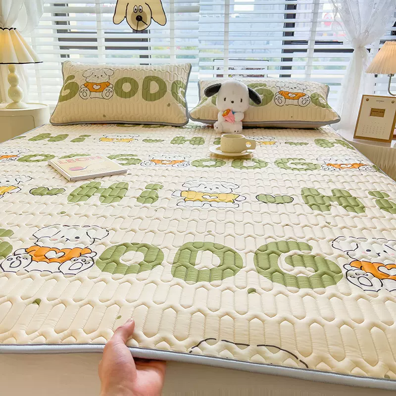 夏季小清新乳胶凉席卡通印花凉席三件套学生宿舍冰丝席可水洗凉席