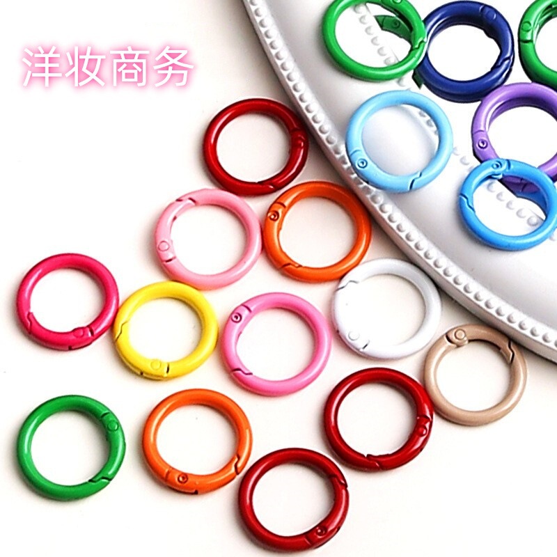 23mm Handmade DIY Colorful Painted Spring Clasp Open Circle Jewelry Accessories Wholesale Spring Ring Key Ring Accessories