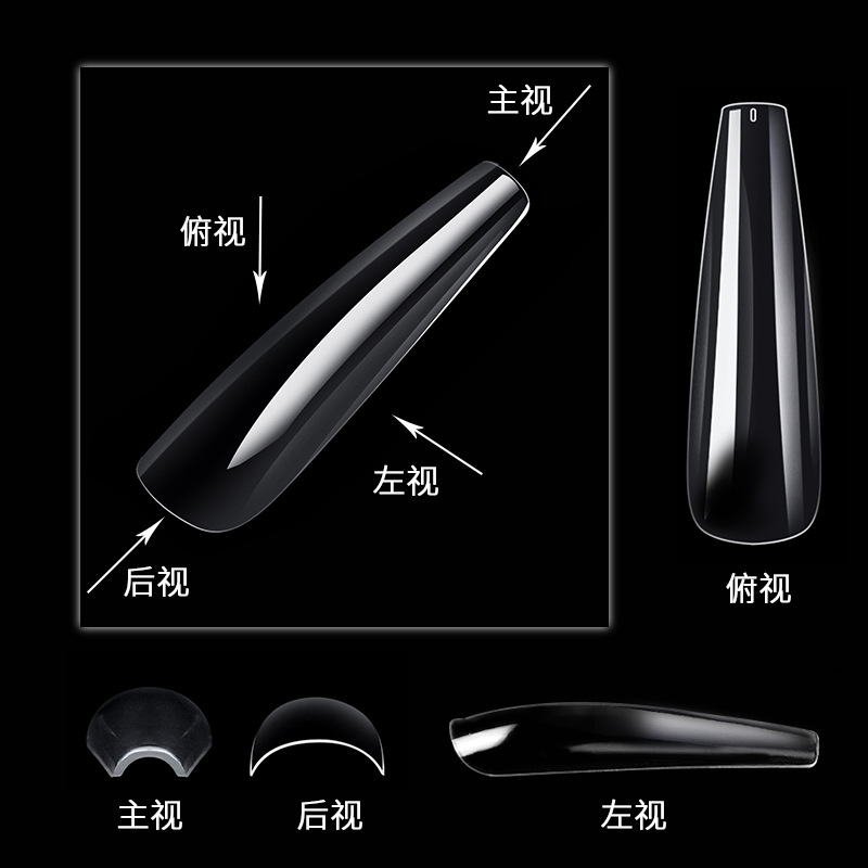 Cross-border exclusivo Venta caliente super largo tubo de agua de uñas pieza falsa parche de uñas 240 piezas transparente completo etiqueta XXL Denim uñas