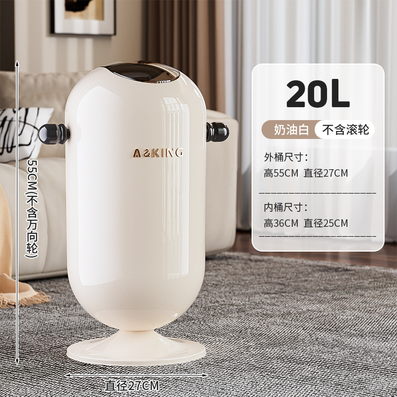 Cubo de basura creativo para uso doméstico en la sala de estar, con un toque de lujo y alta gama, diseño elegante, con tapa y ruedas, sin necesidad de agacharse, móvil. image 11