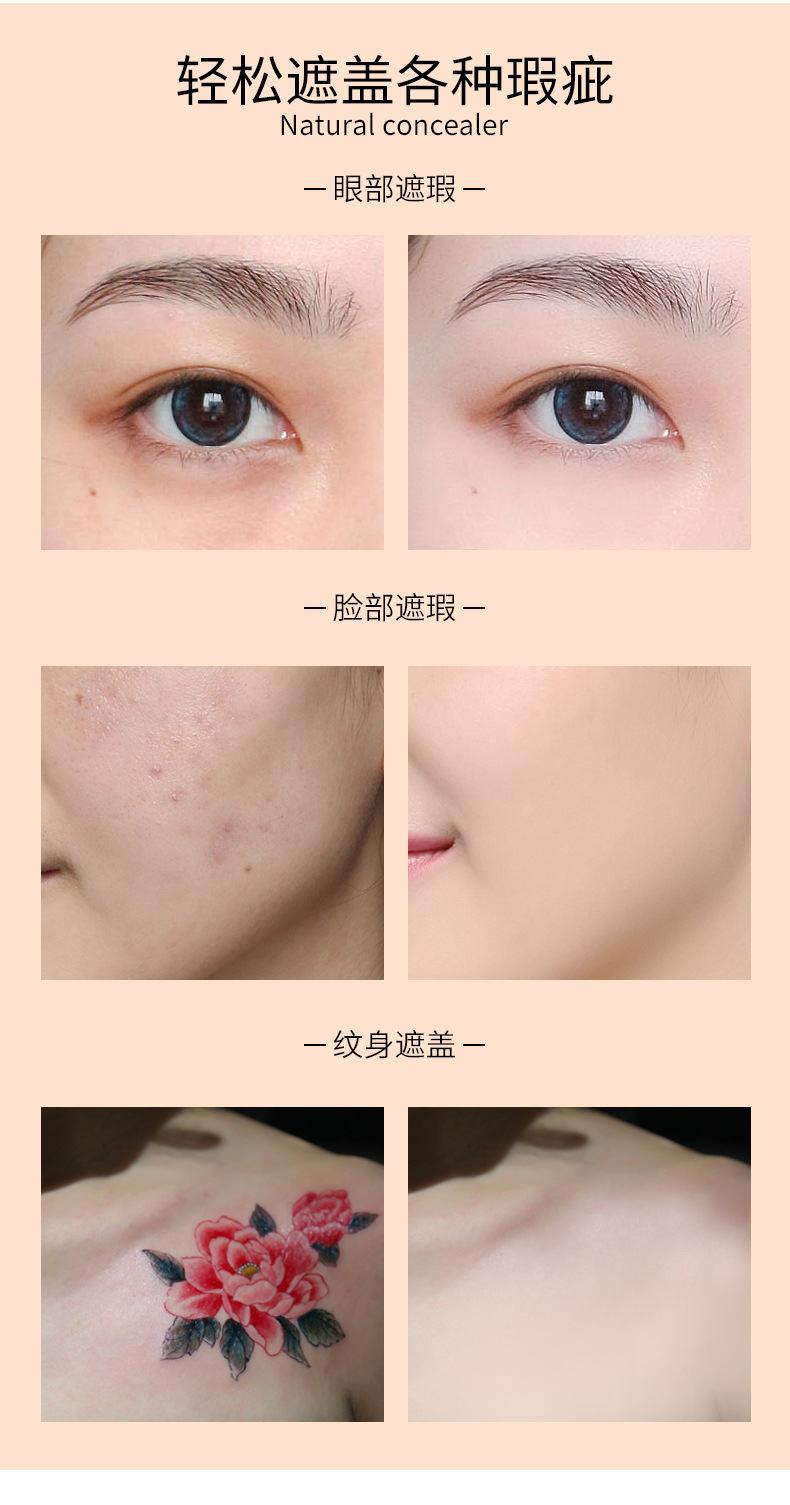 VIBELY Waterproof and non-smudging Concealer covers facial spots, acne marks, dark circles, tattoos, skin tone and foundation undefined