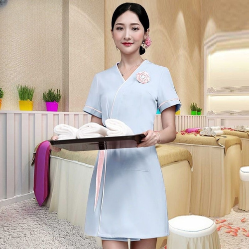 High-end breathable beauty salon work dress, health center foot bath foot therapy temperament skirt, slimming women's dress