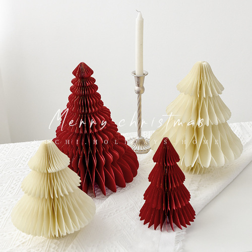 NUCHI Cross-border Christmas Decoration Desktop Christmas Tree Paper Christmas Tree Home Decor INS Window Display