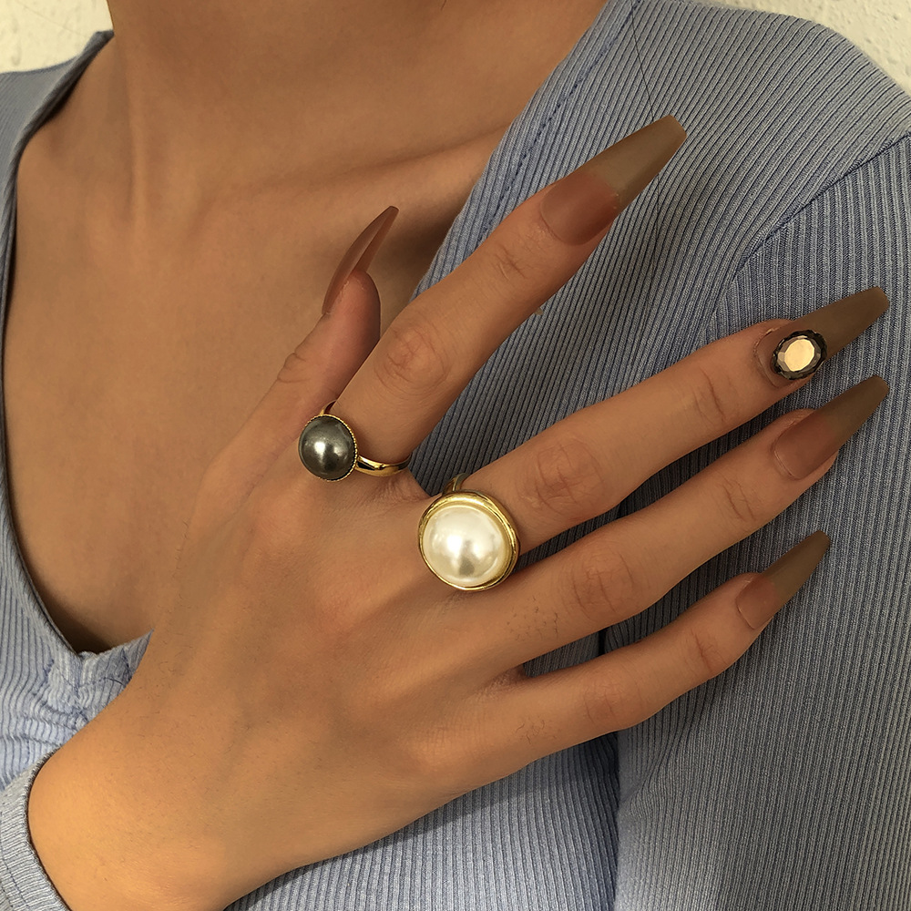 crossborder retro simple jewelry French romantic pearl ring personality ringpicture3