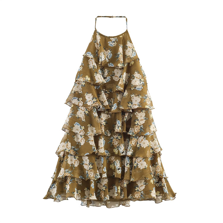 Myst&Za2026 New Summer Product Cross-Border Women's Floral Print Halter Neck Dress 2596/466