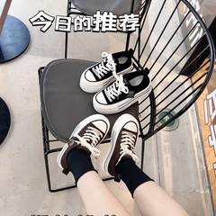 厚底小白帆布板鞋女春款ins潮2025年新款夏季透气小众百搭休闲鞋
