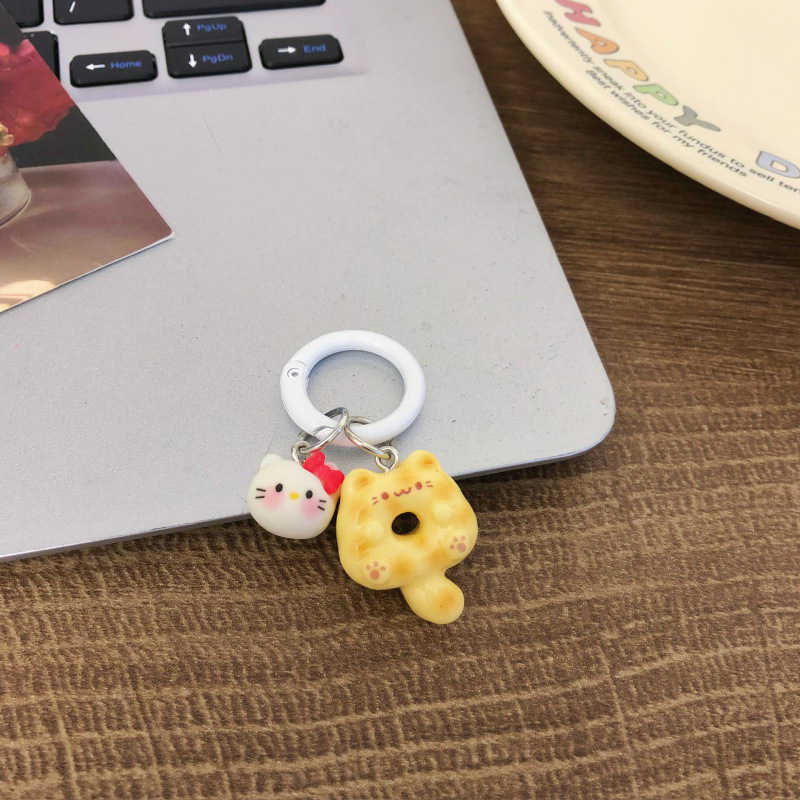 オリジナルかわいい漫画サイアム子猫サークルバックル KTins スタイルキーホルダースクールバッグヘッドフォンペンダント学生ペンダント|undefined