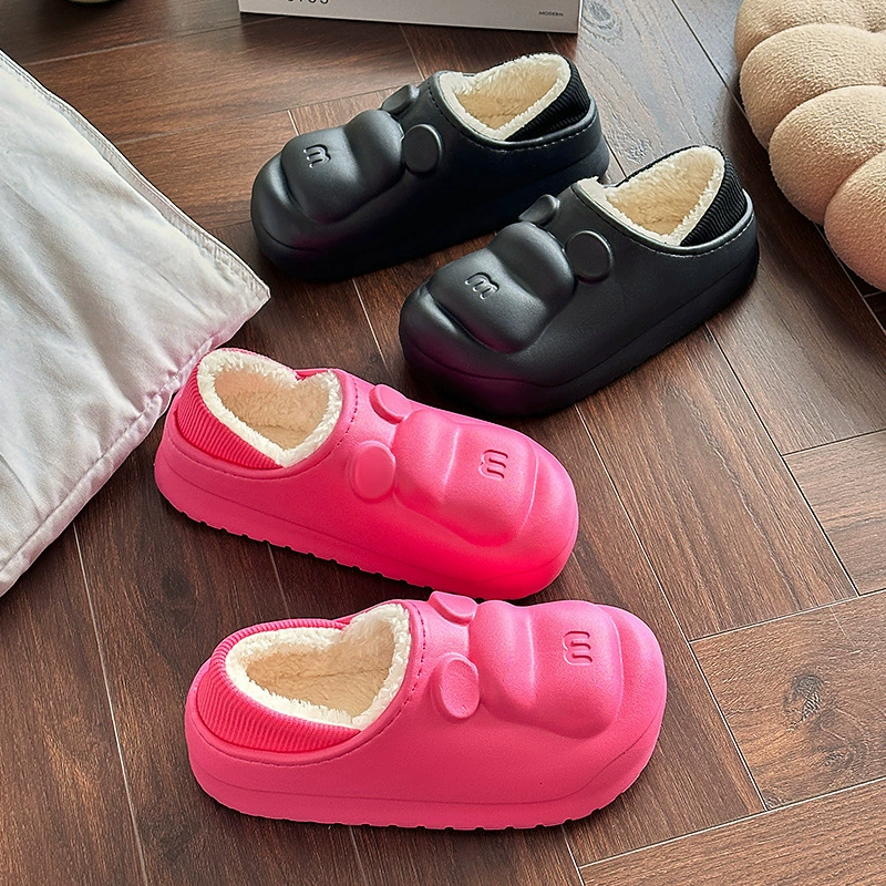 Женские водонепроницаемые хлопковые тапочки на осень-зиму 2025 года, популярные у интернет-знаменитостей, на толстой подошве из ЭВА, теплые, нескользящие, износостойкие, для использования на улице