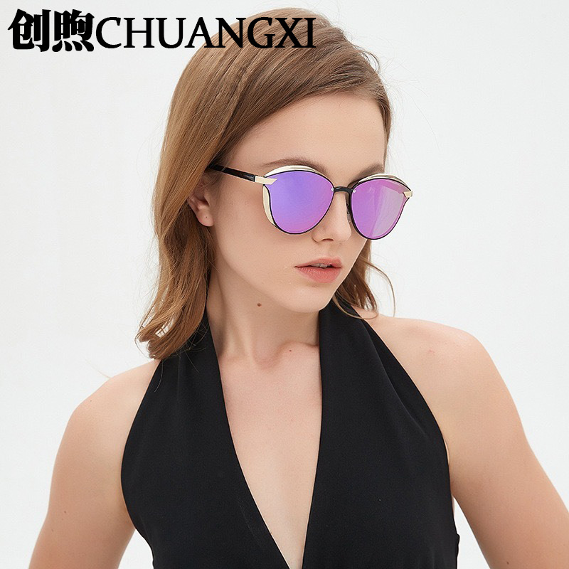 欧美外贸复古猫眼女士太阳镜 小红书抖音网红ins墨镜防紫外线眼镜