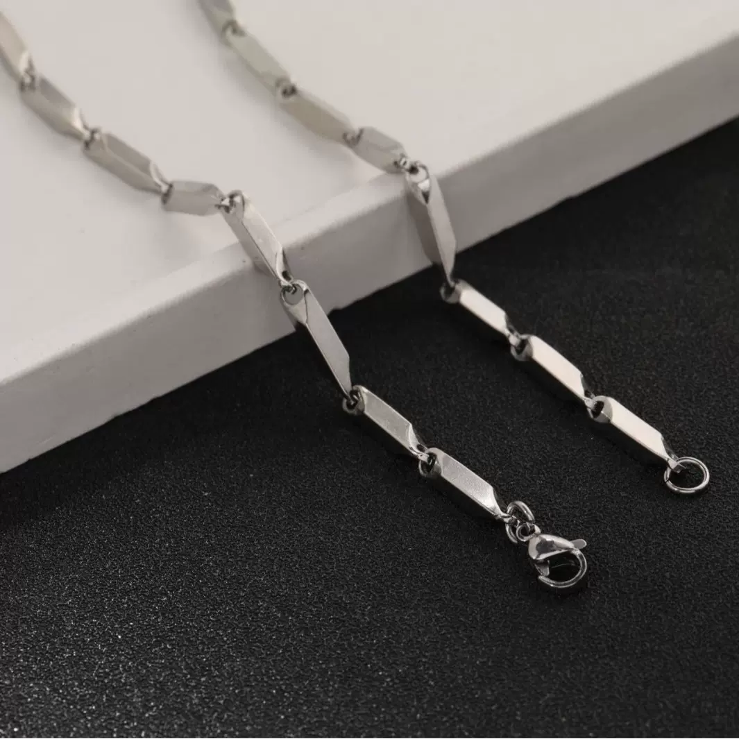 工厂直销跨境热销瓜子项链菱形棍子链男士百搭饰品女配饰钛钢项链