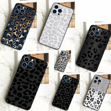 适用苹果手机壳豹纹黑色猎豹图案手机壳iPhone 15 14 13 12 11 Pr