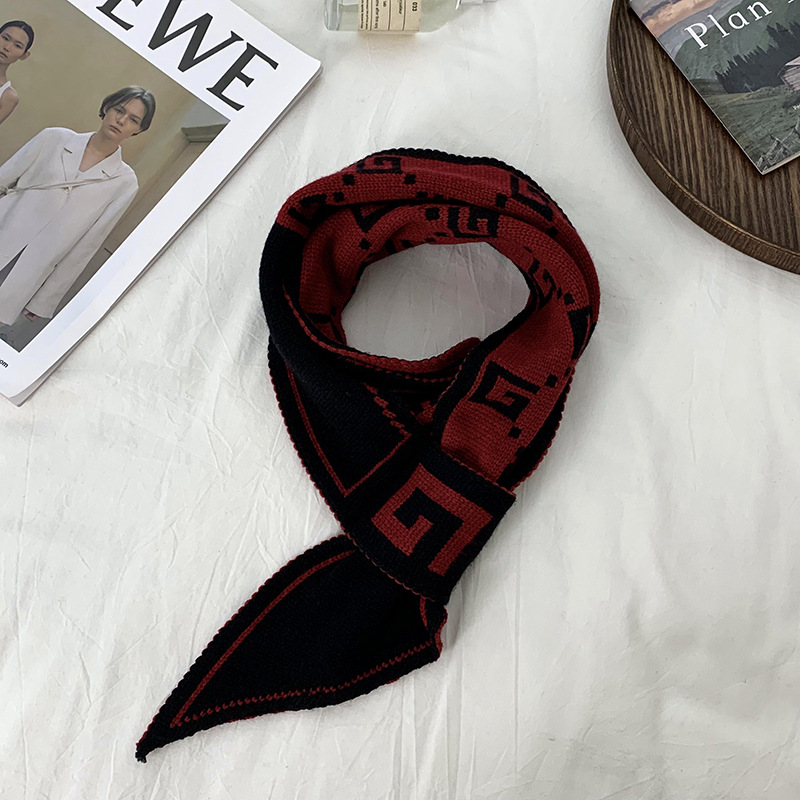 Tejedido lana cruzada bufandas mujeres otoño invierno estilo coreano de protección de cuello universal decoración cálida toallas de orejas perezosas bufandas pequeñas
