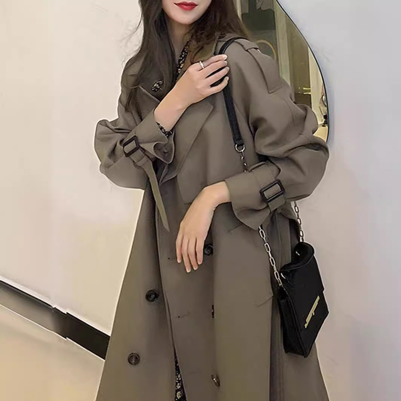 跨境军绿色短款风衣女2025春秋季新款英伦风韩系小个子修身风衣外|undefined