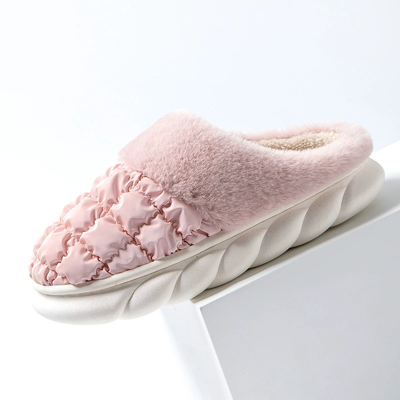 Slippers, demi-season fleece non-slip keep warm footwear platform with down
