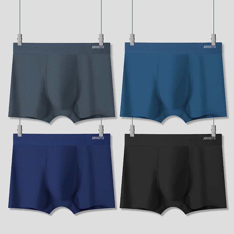 Men's Mid-Rise Breathable Boxer Briefs Modal Solid Color Comfortable Simple Boxer Shorts Plus Size Underwear