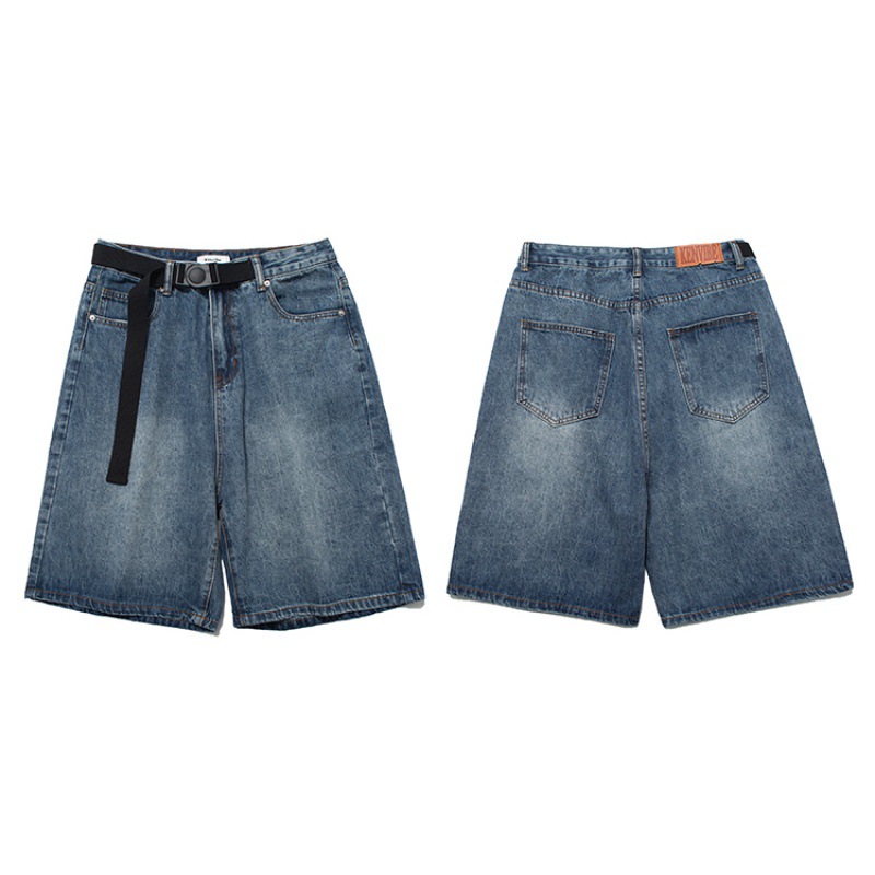 Bermudas de Mezclilla Unisex de Poliéster para Uso Diario