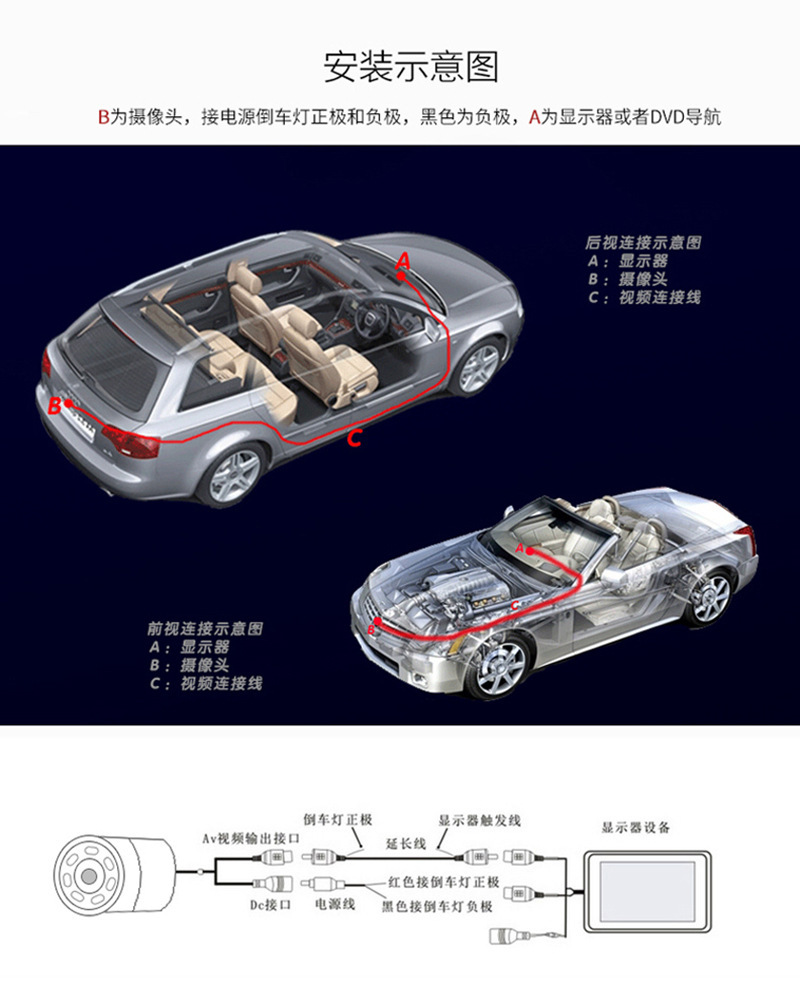 Reversing Video Images Hd Car-Mounted Display 5inch Desktop Suction Cup Display