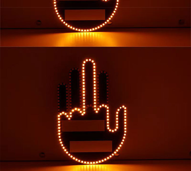 New Button-Type Car Led Fun Expression Light, Smiley Face Light, Rear Window Multi-Function Warning Gesture Light, Palm Light
