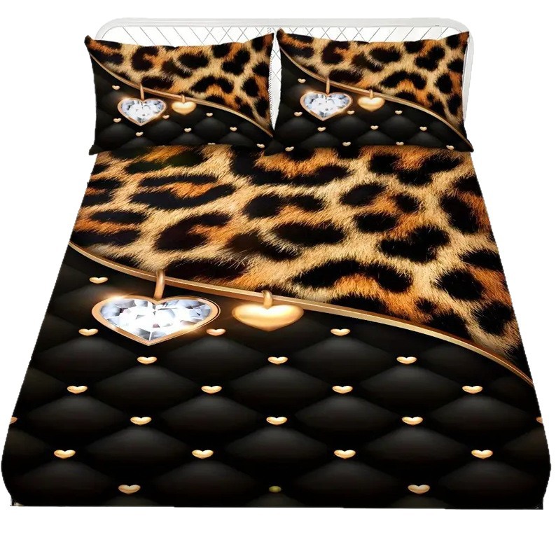 TEMU / JIT Cross-border Love Leopard Print 3D Digital Bed Kashi Pillow Cover Kit se puede diseñar