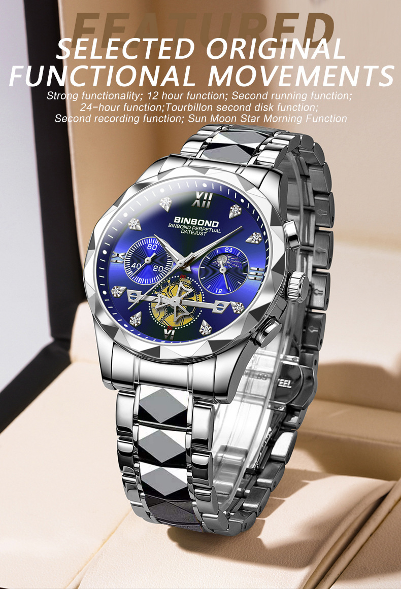 Men's Quartz Watch Multifunctional Tungsten Steel Chronograph_voghion.com