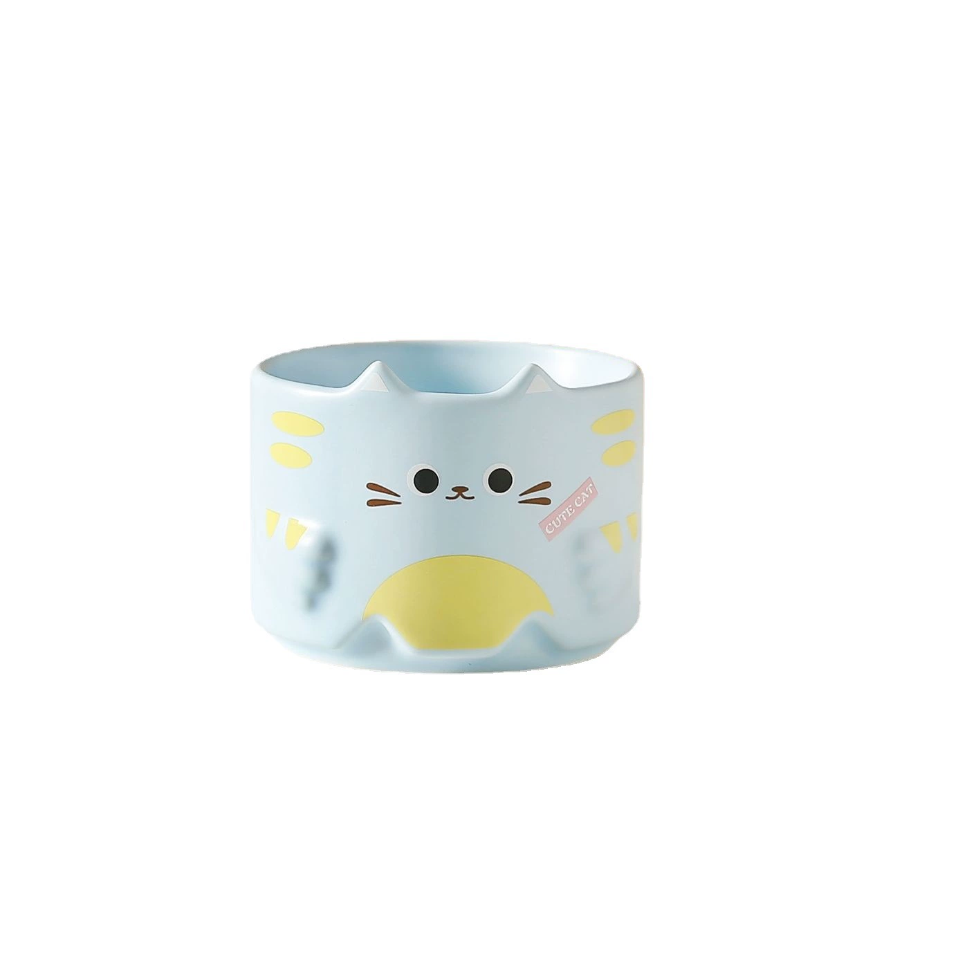 Stackable ceramic cat mugs, 301–400 ml, giftable home coffee cups, white/black/fuchsia/blue